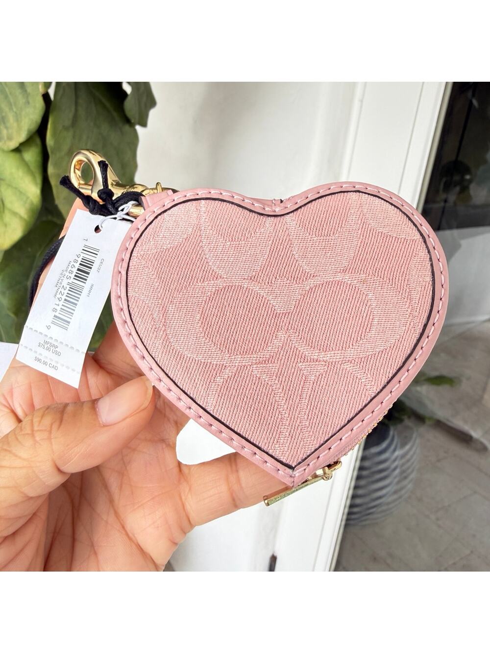 Coach Heart Bag Charm In Signature Denim CEU37 denim/Gold/Light Pink